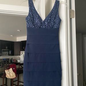 Navy Blue Sequence Mid Rise Dress